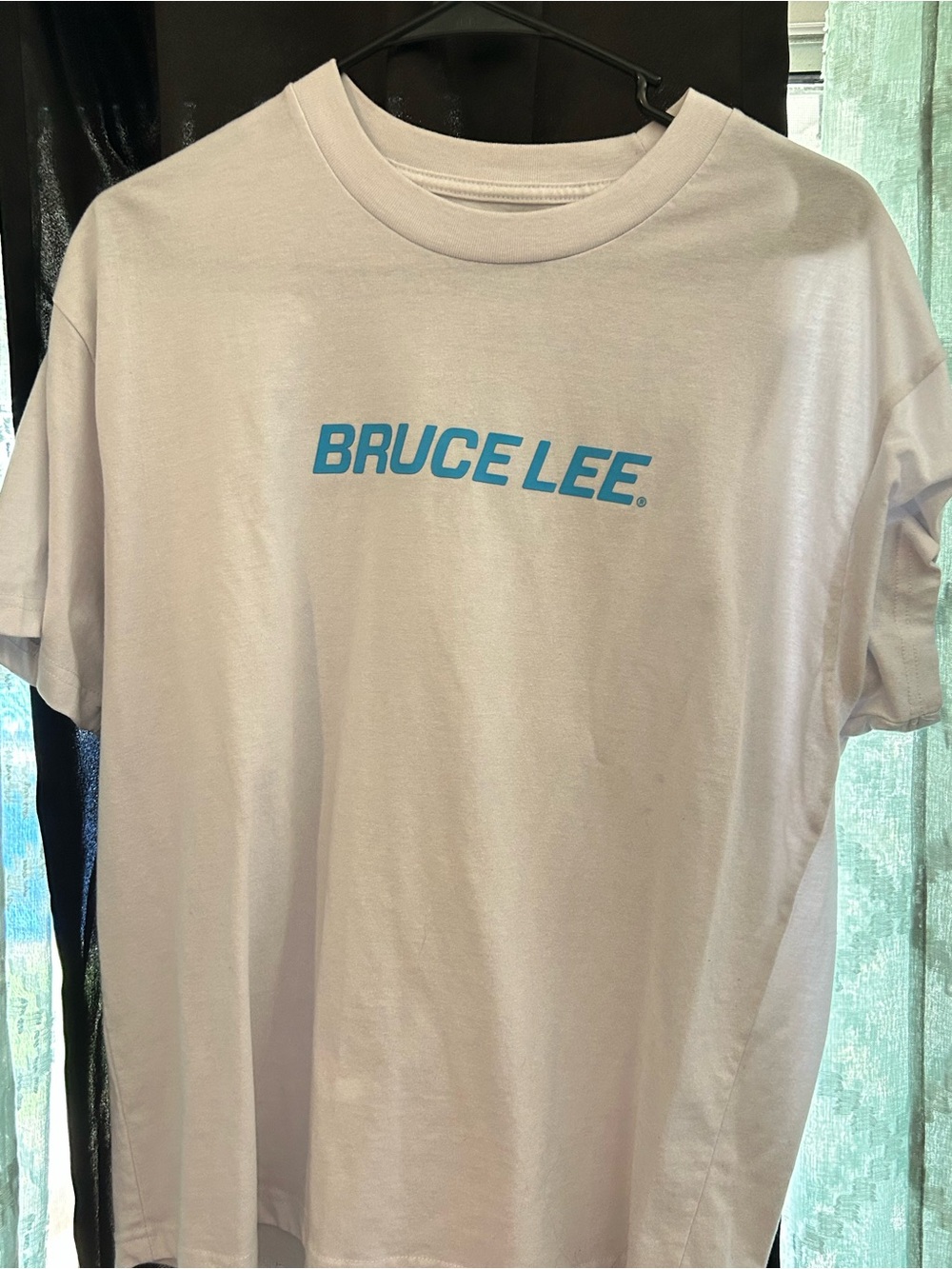 BRUCE LEE White Short Sleeve Tee with Blue Logo